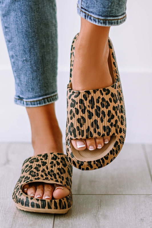 Leopard Cloud Slides Thick Sole Sandals