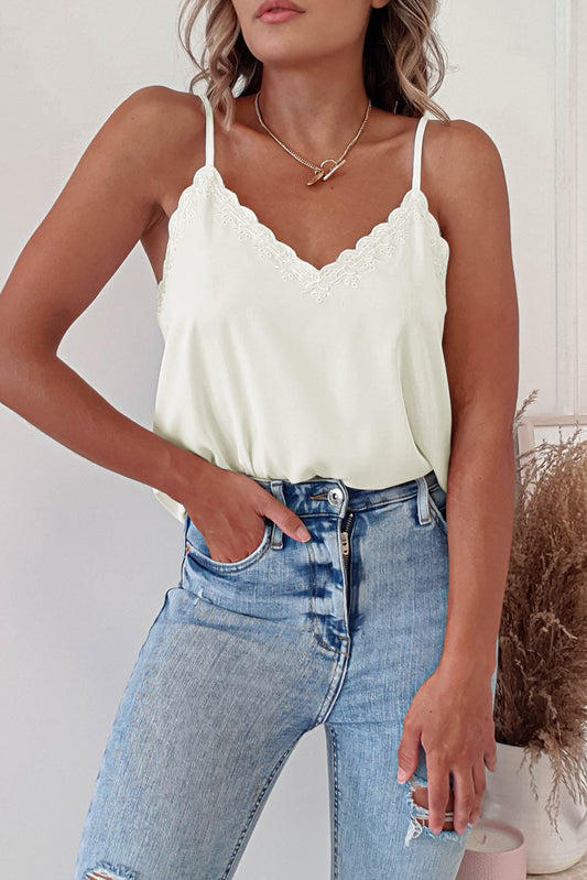 Sexy Scalloped V Neck Embroidered Camisole