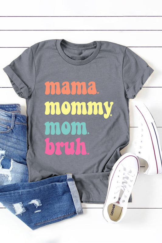 Mama Letter Print Crew Neck Graphic Tee